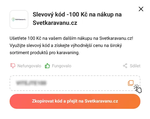 Návod jak zkopírovat slevový kód Svetkaravanu.cz