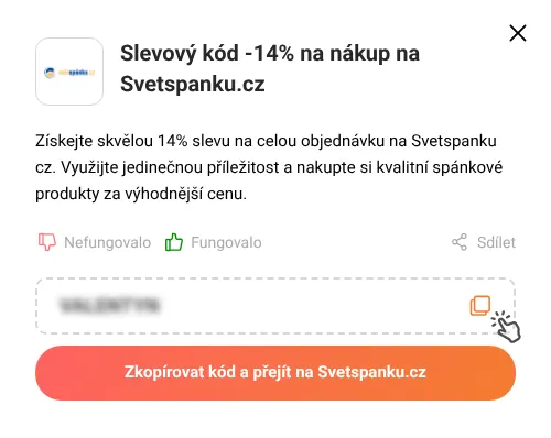 Návod jak zkopírovat slevový kód Svetspanku.cz