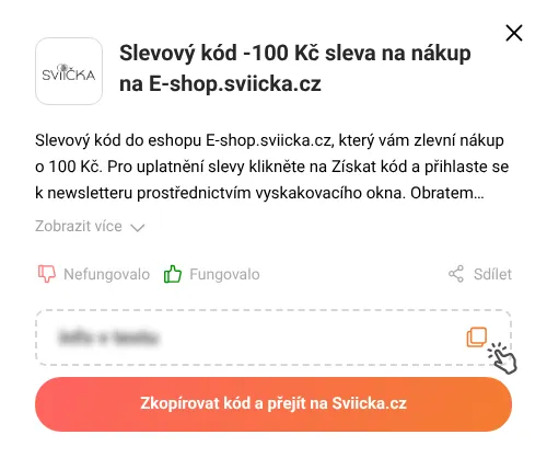 Návod jak zkopírovat slevový kupón Sviicka.cz