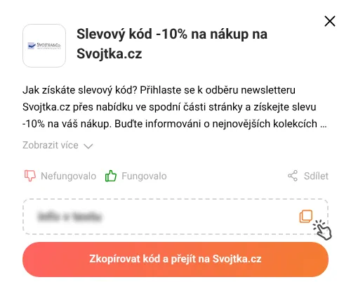 Návod jak zkopírovat promo kód Svojtka.cz
