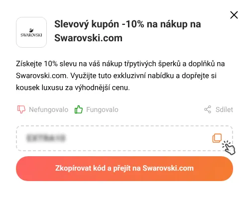 Návod jak zkopírovat promo kód Swarovski.com