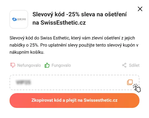 Návod jak zkopírovat slevový kód Swissesthetic.cz