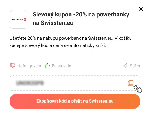 Návod jak zkopírovat slevový kupón Swissten.eu