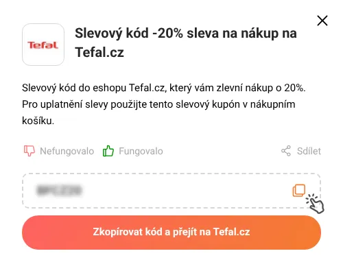 Návod jak zkopírovat slevový kupón Tefal.cz