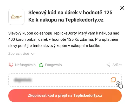 Návod jak zkopírovat slevový kód Teplickedorty.cz