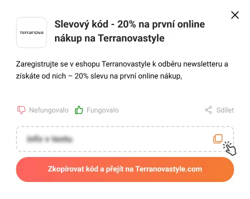 Návod jak zkopírovat slevový kód Terranovastyle.com
