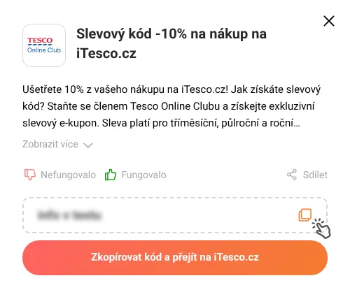 Návod jak zkopírovat slevový kupón iTesco.cz