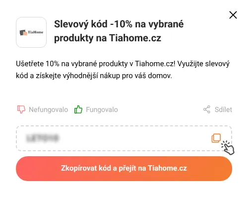 Návod jak zkopírovat slevový kupón Tiahome.cz