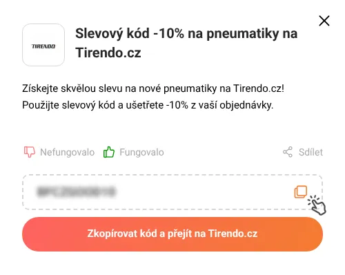 Návod jak zkopírovat slevový kód Tirendo.cz