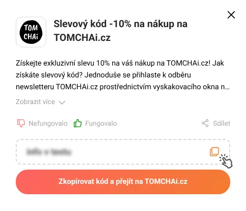 Návod jak zkopírovat slevový kód TOMCHAi.cz