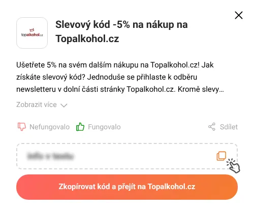 Návod jak zkopírovat slevový kupón Topalkohol.cz