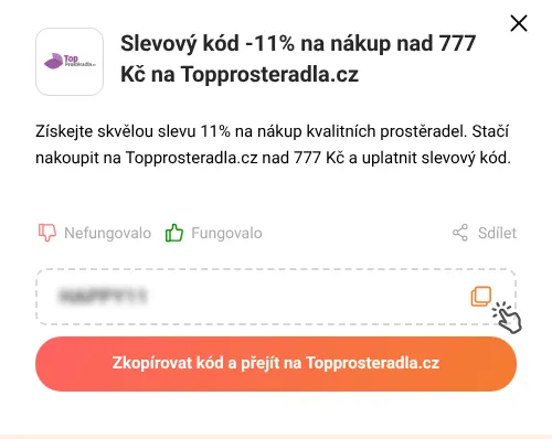 Návod jak zkopírovat slevový kód Topprosteradla.cz