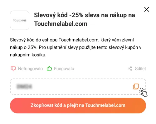 Návod jak zkopírovat slevový kupón Touchmelabel.com