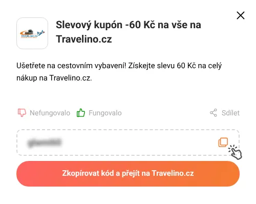 Návod jak zkopírovat slevový kupón Travelino.cz