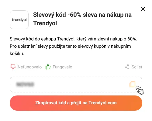 Návod jak zkopírovat slevový kód Trendyol.com
