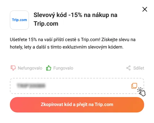 Návod jak zkopírovat promo kód Trip.com