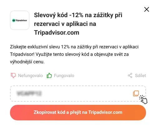 Návod jak zkopírovat promo kód Tripadvisor.com