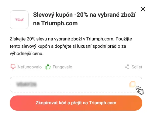 Návod jak zkopírovat slevový kód Triumph.com