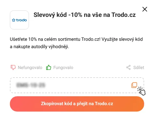 Návod jak zkopírovat slevový kód Trodo.cz
