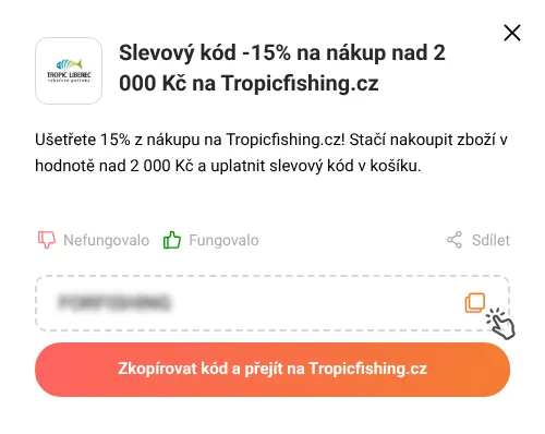 Návod jak zkopírovat slevový kód Tropicfishing.cz