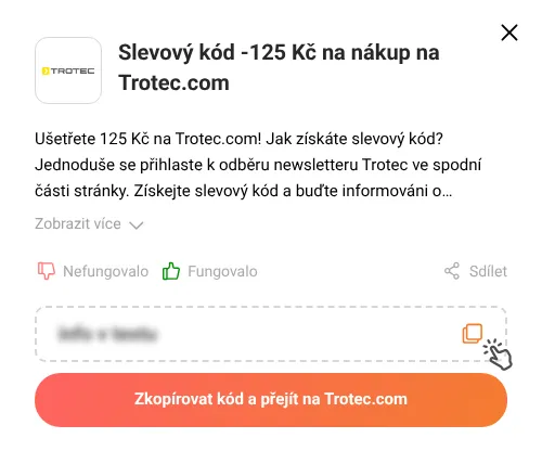 Návod jak zkopírovat slevový kód Trotec.com