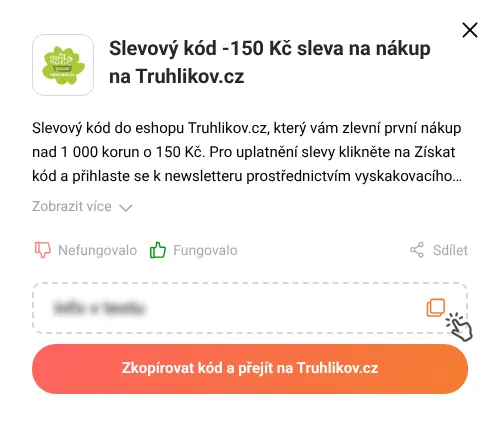 Návod jak zkopírovat slevový kód Truhlikov.cz
