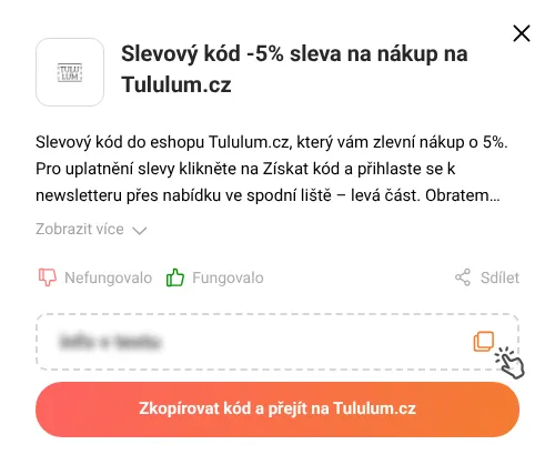 Návod jak zkopírovat slevový kupón Tululum.cz