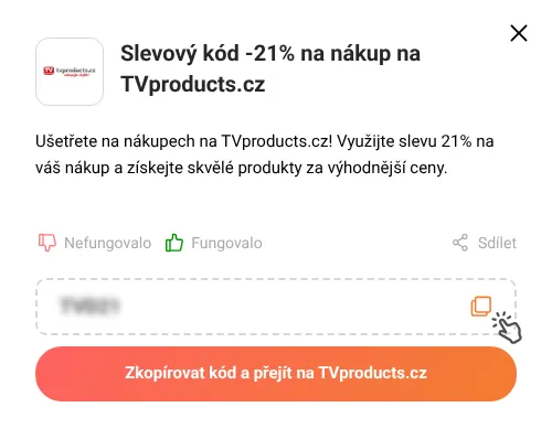 Návod jak zkopírovat slevový kód TVproducts.cz