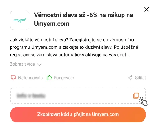 Návod jak zkopírovat slevový kupón Umyem.com