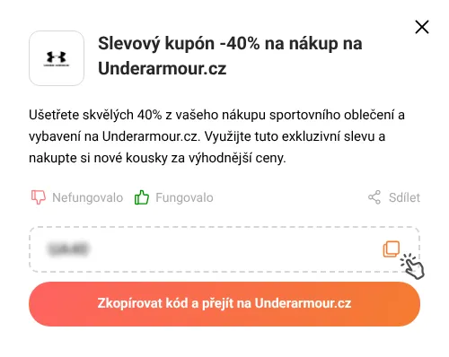 Návod jak zkopírovat slevový kód Underarmour.cz