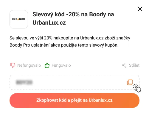 Návod jak zkopírovat slevový kód Urbanlux.cz