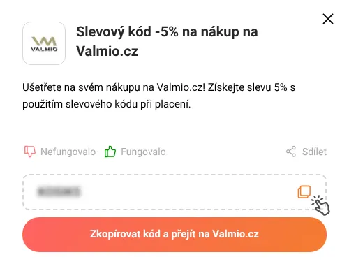 Návod jak zkopírovat slevový kupón Valmio.cz