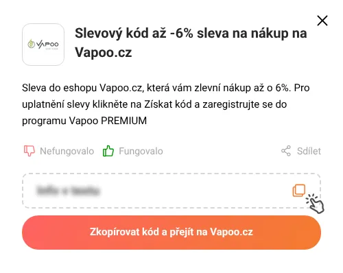 Návod jak zkopírovat slevový kupón Vapoo.cz