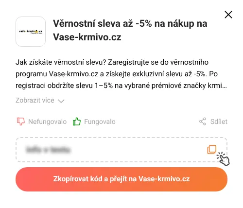 Návod jak zkopírovat slevový kupón Vase-krmivo.cz
