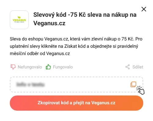 Návod jak zkopírovat slevový kód Veganus.cz