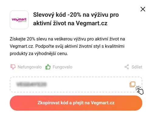 Návod jak zkopírovat slevový kód Vegmart.cz