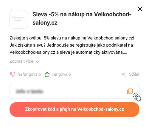 Návod jak zkopírovat slevový kupón Velkoobchod-salony.cz