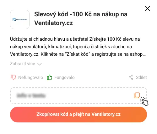 Návod jak zkopírovat slevový kupón Ventilatory.cz