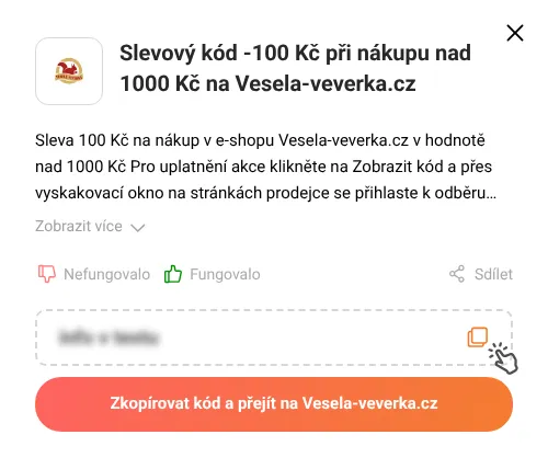 Návod jak zkopírovat slevový kupón Vesela-veverka.cz