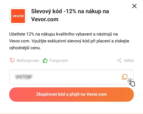 Návod jak zkopírovat slevový kód Vevor.com