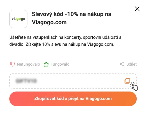 Návod jak zkopírovat slevový kód Viagogo.com