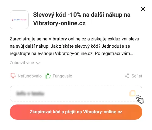 Návod jak zkopírovat slevový kód Vibratory-online.cz