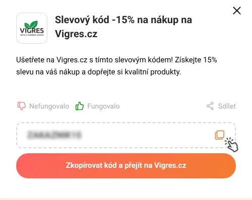Návod jak zkopírovat slevový kupón Vigres.cz