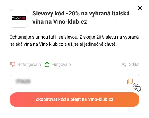 Návod jak zkopírovat slevový kód Vino-klub.cz