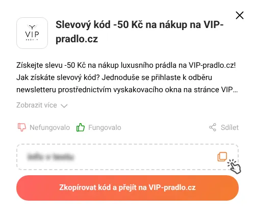 Návod jak zkopírovat slevový kupón VIP-pradlo.cz