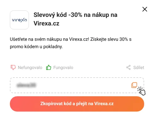 Návod jak zkopírovat slevový kód Virexa.cz