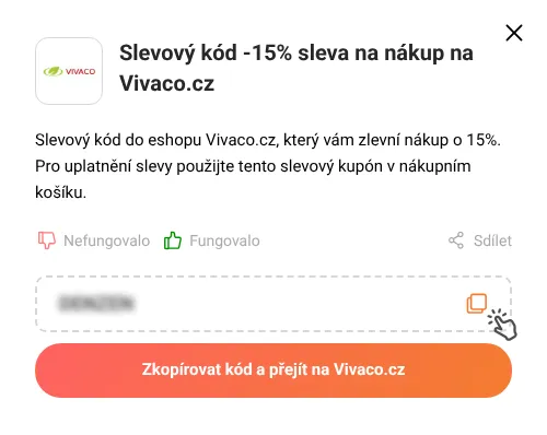 Návod jak zkopírovat slevový kód Vivaco.cz