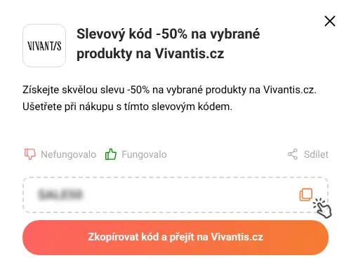Návod jak zkopírovat slevový kód Vivantis.cz