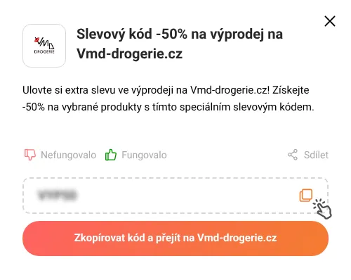 Návod jak zkopírovat slevový kupón Vmd-drogerie.cz