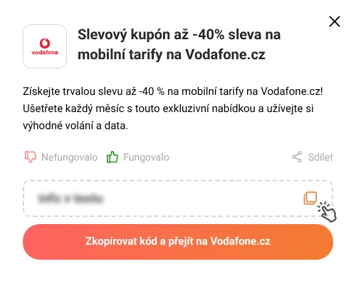 Návod jak zkopírovat slevový kód Vodafone.cz